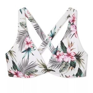 Shade & Shore Floral Tropical Cross Back Bikini Top
